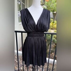 Silky Ramy Brook Black Mini Dress Size Small Fitted Waist V Neck